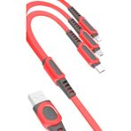 Xiaomi Mi 5x 6x 6 6 Ceramic A1 A2 A3 Şarj Kablosu 3in1 (Type-C-Lihgtning-Micro) 1.3m 3A - Kırmızı - Kırmızı 3in1