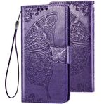 Xiaomi Mi 8 Lite için Kelebek Kılıf Deri LEMORRY Kapaklı Cüzdan Kılıfı Slim Fit Tampon Koruma Manyetik Kayış Stand Kart Yuvası Kılıf Yumuşak TPU Kılıf, Mi 8 Lite için, Mor
