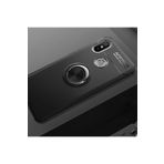 Xiaomi Mi 8 Se Kılıf Ravel Yüzüklü Standlı Silikon Kapak+ Ekran Koruma + Kablo Koruma SİYAH