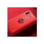 Xiaomi Mi 8 SE Kılıf Ravel Yüzüklü Standlı Silikon Kapak + Kablo Koruma + Ekran Koruma KIRMIZI