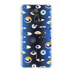 Xiaomi Mi 9T Pro ile Uyumlu 1mm Slim Fit Nazar Boncuğu 2 Baskılı Şeffaf Kılıf