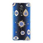 Xiaomi Mi 9T Pro ile Uyumlu 1mm Slim Fit Nazar Boncuğu 5 Baskılı Şeffaf Kılıf