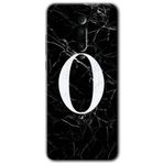 Xiaomi Mi 9T Siyah Mermer Desenli O Harfi Baskılı Uyumlu Silikon Kılıf