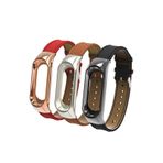 Xiaomi Mi Band 4 Band 3 Metal Çerçeveli Deri Kordon Kayış