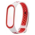 Xiaomi Mi Band 4 Icin Kirmizi Beyaz Delikli Silikon Kordon