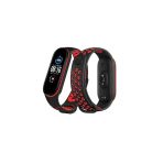 Xiaomi Mi Band 4 Spor Delikli Kordon - Siyah-Kırmızı-(5796)
