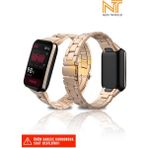 Xiaomi Mi Band 7 Pro Uyumlu Paslanmaz Çelik Baklalı Metal Kordon - Rose Gold