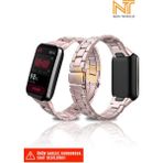 Xiaomi Mi Band 7 Pro Uyumlu Paslanmaz Çelik Baklalı Metal Kordon - Rose Pink