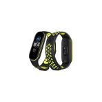 Xiaomi Mi Band 7 Spor Delikli Kordon - Siyah-Yeşil-(5796)