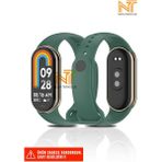 Xiaomi Mi Band 8 / 9 / 10 Uyumlu Metal Girişli Klasik / Spor Yumuşak Silikon Kordon - Koyu Yeşil