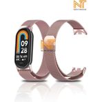 Xiaomi Mi Band 8 / 9 / 10 Uyumlu Metal Hasır Kordon - Rose Pink