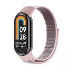 Xiaomi Mi Band 8 İle Uyumlu Hasır Nylon Akıllı Bileklik Kordon - Saat Kordonu Pudra