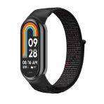 Xiaomi Mi Band 8 İle Uyumlu Hasır Nylon Akıllı Bileklik Kordon - Saat Kordonu Siyah Beyaz