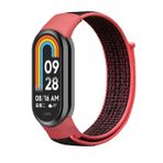 Xiaomi Mi Band 9 İle Uyumlu Hasır Nylon Akıllı Bileklik Kordon - Saat Kordonu Kırmızı - Siyah