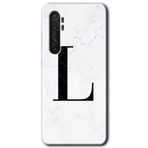Xiaomi Mi Note 10 Lite Beyaz Mermer Desenli L Harfi Baskılı Uyumlu Silikon Kılıf