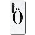 Xiaomi Mi Note 10 Lite Beyaz Mermer Desenli Ö Harfi Baskılı Uyumlu Silikon Kılıf