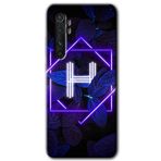 Xiaomi Mi Note 10 Lite Dark Neon Yaprak H Harfi Baskılı Uyumlu Silikon Kılıf