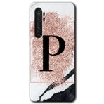 Xiaomi Mi Note 10 Lite Pembe Mermer Desenli P Harfi Baskılı Uyumlu Silikon Kılıf
