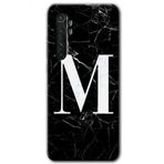 Xiaomi Mi Note 10 Lite Siyah Mermer Desenli M Harfi Baskılı Uyumlu Silikon Kılıf