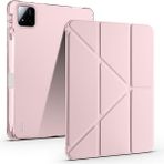 Xiaomi Mi Pad 7 / Pad 7 Pro Uyumlu Kılıf Kalem Bölmeli Tri Folding Standlı Arkası Silikon Uyku Modlu - Rose Gold - Xiaomi Pad 7 / Pad 7 Pro