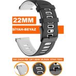 xiaomi mi watch s1-s2 yuvarlak kasa uyumlu 22mm premium silikon saat kordonu kayışı a56-sb - Siyah - Beyaz