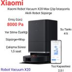 Xiaomi Moplu Özelliği ile Robot Vacuum X20 Max Robot Süpürge + Xiaomi Baskül Hediye - Siyah