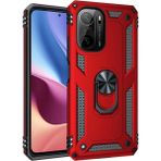 Xiaomi Poco F3 Kılıf Sofya Yüzüklü Silikon Kapak - Kırmızı - 1 - Renkli