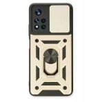 Xiaomi Poco M4 Pro 5G Kılıf Pars Lens Yüzüklü Silikon - Gold-(5796)