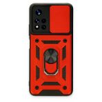 Xiaomi Poco M4 Pro 5G Uyumlu Kılıf Pars Lens Yüzüklü Silikon - Kırmızı