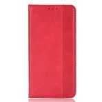 Xiaomi Poco M6 4G için Kart Yuvalı Suni Deri Kapaklı Kılıf Manyetik kapatma. Düşmeyi önleme-Kırmızı