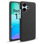 Xiaomi POCO M6 4G ile uyumlu kılıf,Kanvas Desenli,Ultra İnce Koruyucu Kılıf Yumuşak Tutuşlu, Şok Emici ve Çizilmeye Karşı Dayanıklı Kumaş Tasarımı-Black