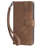 Xiaomi Poco M6 Pro 5G ile Uyumlu Kılıf, Kart Yuvalı Kılıf. Cüzdan tasarımı, RFID Koruması. Standable Flip Case Kahverengi