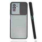 Xiaomi Poco X3 GT ile uyumlu Kılıf Slayt Sürgülü Arkası Buzlu Lensi Kapak - Siyah