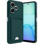 Xiaomi Redmi 13 4g Uyumlu Arka Kamera Korumalı Kart Koyulabilen Silikon Kartlıklı Kılıf Kapak - Koyu Yeşil