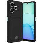 Xiaomi Redmi 13 4g Uyumlu Arka Kamera Korumalı Kart Koyulabilen Silikon Kartlıklı Kılıf Kapak - Siyah