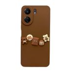 Xiaomi Redmi 13C Kılıf 3D M Bear Kamera Korumalı Silikon Kapak Kahverengi