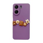 Xiaomi Redmi 13C Kılıf 3D M Bear Kamera Korumalı Silikon Kapak Mor