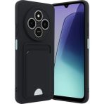 Xiaomi Redmi 14C Uyumlu Arka Kamera Korumalı Kart Koyulabilen Silikon Kartlıklı Kılıf Kapak - Siyah