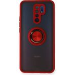 Xiaomi Redmi 9 Kılıf Montreal Yüzüklü Silikon Kapak - Kırmızı - 1 - Renkli