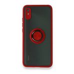 Xiaomi Redmi 9A Montreal Yüzüklü Silikon Kapak Kırmızı Kılıf
