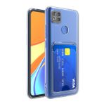 Xiaomi Redmi 9C Kılıf Kartlıklı Şeffaf Card Holder Clear Silikon Kapak