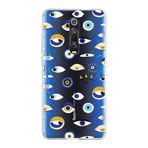 Xiaomi Redmi K20 Pro ile Uyumlu 1mm Slim Fit Nazar Boncuğu 2 Baskılı Şeffaf Kılıf