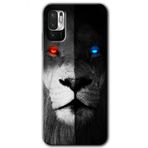 Xiaomi Redmi Note 10 5G Fire and Ice Lion Baskılı Uyumlu Silikon Kılıf