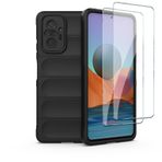 Xiaomi Redmi Note 10 Pro için QINOUK Kılıf, Esnek TPU Malzeme, 10 Görünmez Hava Yastığı Tasarımı [Darbeye Dayanıklı] kılıf [2'li Paket] Temperli Cam Ekran Koruyucu Xiaomi Redmi Note 10 Pro-Siyah ile Uyumlu