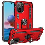Xiaomi Redmi Note 10s Kılıf Zırhlı Standlı Mıknatıslı Tank Kapak - Kırmızı