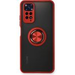 Xiaomi Redmi Note 11 Kılıf Montreal Yüzüklü Silikon Kapak - Kırmızı - Renkli