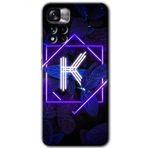 Xiaomi Redmi Note 11 Pro Plus 5G Dark Neon Yaprak K Harfi Baskılı Uyumlu Silikon Kılıf