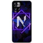 Xiaomi Redmi Note 11 Pro Plus 5G Dark Neon Yaprak N Harfi Baskılı Uyumlu Silikon Kılıf