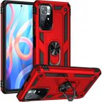 Xiaomi Redmi Note 11T Kılıf Sofya Yüzüklü Silikon Kapak - Kırmızı - Renkli