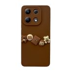 Xiaomi Redmi Note 13 Pro 4G Kılıf 3D M Bear Kamera Korumalı Silikon Kapak Kahverengi